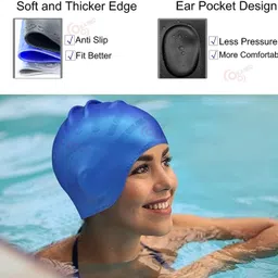 karbd Silicone Swimming Cap with Ear & Hair Protection Unisex Swim Pool Head Cap Swimming Cap image 5