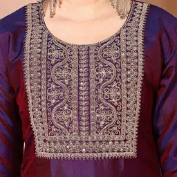 ayukta international Women Art Silk Kurti Pant Dupatta Set image 4