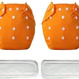 ecohug 2 Cloth Diapers for Babies Adjustable with 2 White Insert orange-picture-14