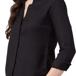 funday fashion Women Regular Fit Solid Spread Collar Casual Shirt image 5