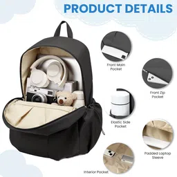 zorbes 18.06 L Laptop Backpack Casual Black Backpack for Men and Women Waterproof Laptop Travel Bag image 3