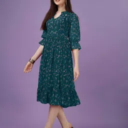 fashion2wear Women A-line Multicolor Midi/Calf Length Dress image 3
