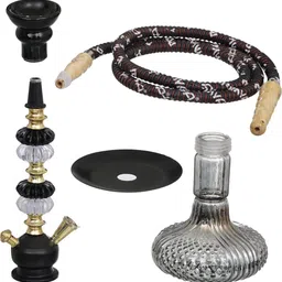 flipkart smartbuy Premium Designer Russian Design Black 18.5 inch Crystal, Iron Hookah image 2