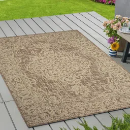 priyate Beige Persian Polypropylene 8 ft x 10 ft Machine Made Carpet image 1