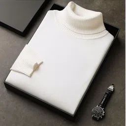 madilyn Men Woven High Neck White Sweater-picture-34