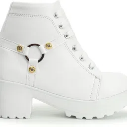 yuggi Women’s Lace-Up Mid Ankle Boots with Block Heel and Stud Ring Detail Boots For Women image 3