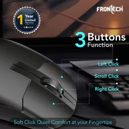 Frontech Wired USB Mouse | 3 Handy Buttons | Scroll Wheel 1000 DPI | MS_0101 Wired Ambidextrous Optical Mouse image 5
