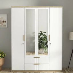 casacraft from pepperfry Abran 4 Door Wardrobe With Mirror & Locker In High Gloss White Finish-picture-23