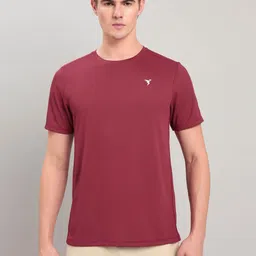 technosport Men Solid Round Neck Polyester Red T-Shirt image 5