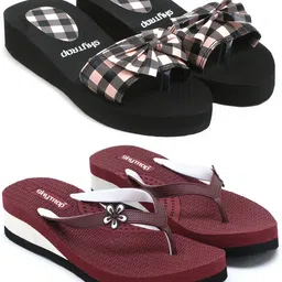 skytrap Stylish Comfortable and Trending Colorful Flip Flops Slide Combo of 2 Women Slippers-picture-11