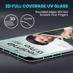 ArmourPro Edge To Edge Tempered Glass for Realme 13 Pro Plus 5G, Realme 13 Pro 5G, Realme 13 Pro Plus, Realme 13 Pro, UV Glue Curved Tempered Glass image 3