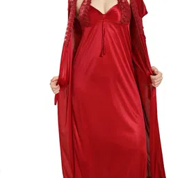 romaisa Pack of 2 Women Nighty with Robe-picture-19