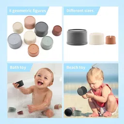sotnof Stacking Blocks Building Toys for Babies Cup Early Educational PP Baby Bath Toys image 5