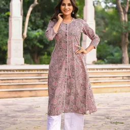 vivika Women Printed Pure Cotton A-line Kurta image 3