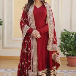 wedani lifestyle Embroidered Georgette Stitched Anarkali Gown-picture-25