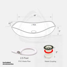 delta Premium Designer Ceramic Wash(Green) with Waste Pipe & Coupling Set (18*13*5)(Green)PB-Mini Table Top Basin image 4