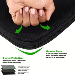 kavrixa Laptop Sleeve Case| 15.6 |Zipper Closure|Water Repellent PVC |Black & Tan Laptop Sleeve/Cover image 5