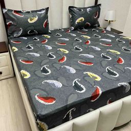Pure Decor Grey Ethnic Motifs Pure Cotton 210 TC Queen Bedsheet Set 2.28 m x 2.54 m-picture-5