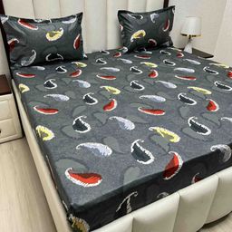 Pure Decor Grey & White Ethnic Motifs 220 TC Queen Bedsheet with 2 Pillow Covers-picture-7