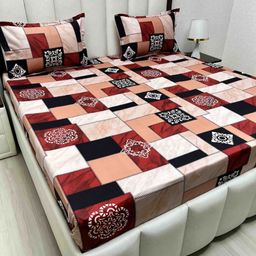 Pure Decor Passion Fur White & Black Ethnic Cotton 230 TC Queen Bedsheet Set-2.28mx2.54m-picture-2