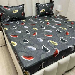 Pure Decor Passion Fur Grey & White Ethnic Cotton 230 TC Queen Bedsheet Set-2.28mx2.54m-picture-3
