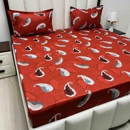 Pure Decor Passion Fur Ethnic Motifs 330 TC Pure Cotton Queen Bedsheet-2.28 m x 2.54 m-image-45