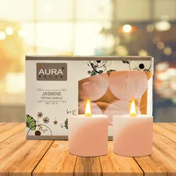 auradecor Set of 6 Jasmine Fragrance Votive Candle Candle-picture-12