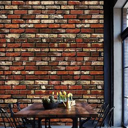Jaamso Royals Brown Brick Self Adhesive Removable Wallpaper-picture-33