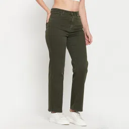 madame Women Regular Mid Rise Dark Green Jeans image 3