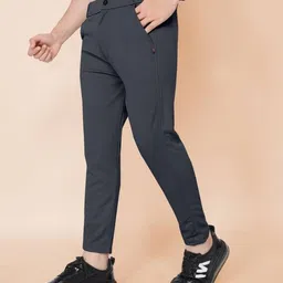 kendore Pack of 2 Men Regular Fit Silver, Grey Lycra Blend Trousers image 4