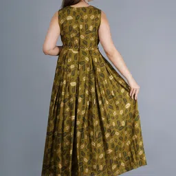 KALINI Women Bronze-Toned & caput mortuum Ethnic Motifs Printed Anarkali Kurta image 4