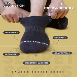 bonjour Bamboo Low Ankle Socks for Men, Perfect for Casual Wear and Sports Activities Men Solid Low Cut image 2