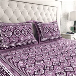 leo creation 144 TC Cotton Double Jaipuri Prints Flat Bedsheet image 3