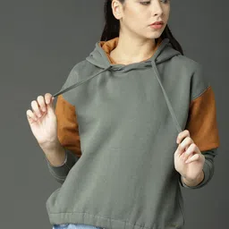 roadster Women Full Sleeve Color Block Hooded Sweatshirt-picture-26