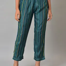 W Women Striped Mid-Rise Cropped Trousers-image-52