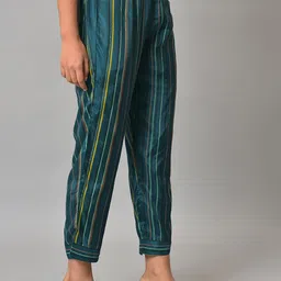 W Women Striped Mid-Rise Cropped Trousers image 4