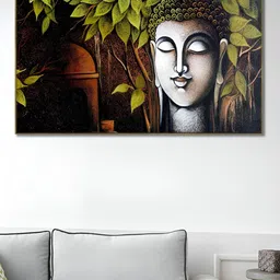 nestroots Green & Black Tranquil Buddha Canvas Framed Painting Wall Art-picture-37