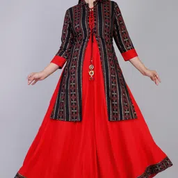 dss fashion Women Printed Cotton Rayon Anarkali Kurta image 1