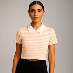 stylesavvy Women Self Design Mandarin Collar Polyester Pink T-Shirt-picture-41