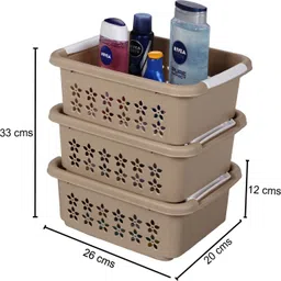 sukhson india Plastic Finland_Stkb_Bkt_Beige_S_3Set Storage Basket image 3
