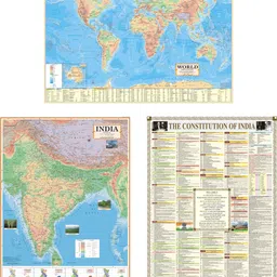 INDIA & WORLD PHYSICAL MAP and CONSTITUTION OF INDIA CHART ( PACK OF 3 ): All Maps/Chart size : 70 X 100 cm (28 X 40 inch) : MOST HELPFUL IN UPSC, SSC, PCS, RAILWAYS & OTHER COMPETITIVE EXAMS : PAPER PRINT ( COMBO OF 3 ) Paper Print-image-62