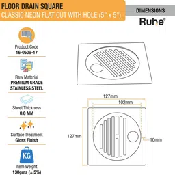 ruhe Floor Stainless Steel Push Down Strainer image 3