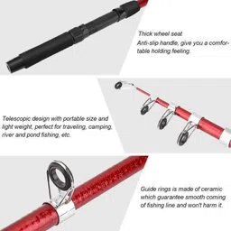 abirs 7 feet / 210cm Fishing rod and reel set with fish lure frog bait Red Fishing Rod image 5