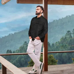 WROGN Geometric Self Design Drop-Shoulder Sleeves Oversized Casual Shirt image 1