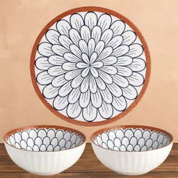 seenoz Premium Ceramic Serving Bowl 25cm – Modern Printed Design for Kitchen & Dining Dinner Plate-picture-16