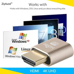 microware 4K HDMI Dummy Plug - High Resolution Virtual Monitor Display ,New Generation Headless Display Adapter Supports to 3840x2160@60Hz,1080@120Hz DVI EDID Emulator HDMI Connector image 3