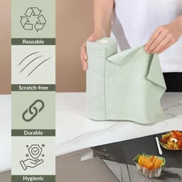 zepham Cleaning Cloth Roll Super Soft Washable for Multi Items 25 * 25 cm - 3 Pcs Wet and Dry Microfiber Cleaning Cloth image 2