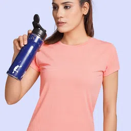 fitflex Women Solid Round Neck Polycotton Orange T-Shirt-picture-20