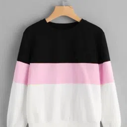 deepmayra collection Women Colorblock Round Neck Cotton Blend Pink T-Shirt image 4