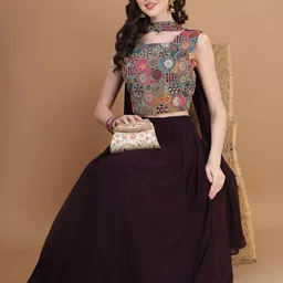 kinjo Solid Stitched Lehenga Choli-picture-10